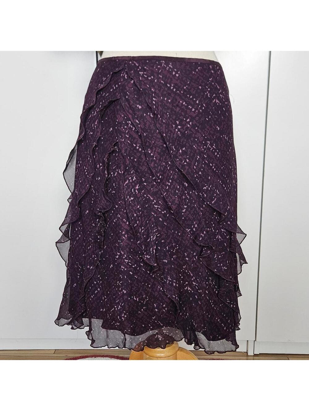 100% Silk Ruffle Skirt, Ann Taylor sz 8 alt whimsigoth fairy